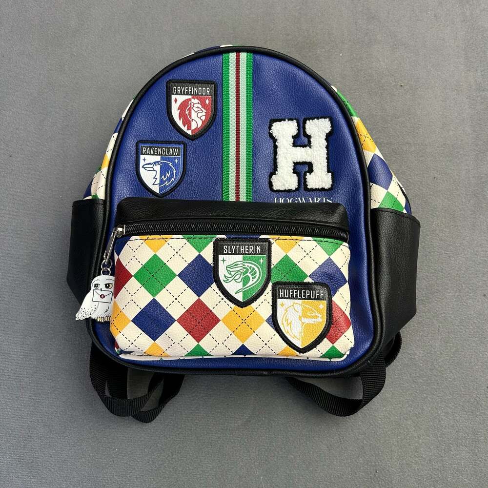 Harry Potter Hogwarts House Patches Mini Backpack with Argyle Pattern